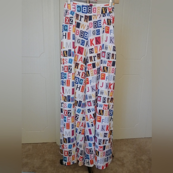Alphabet Print Palazzo Pant's - Picture 1 of 8